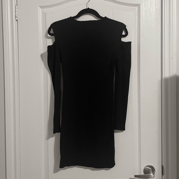 Pink Martini Boutique Brand Black Cold Shoulder Ribbed Sweater Dress - Picture 4 of 8
